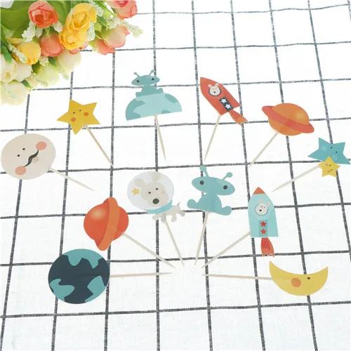 24 шт. ракета корабль собака космическая планета звезды инопланетяне робот кекс