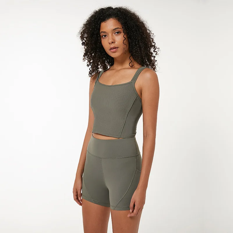 Спагетти ремень Открытая Спина фитнес тренажерный зал спортивный короткий топ