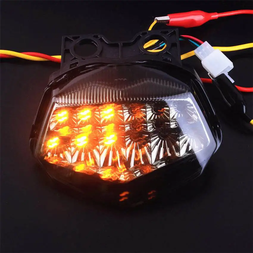 

For Kawasaki Ninja 250R 2008 2009-2012 Integrated LED Turn Signals Tail Light Clear Smoke