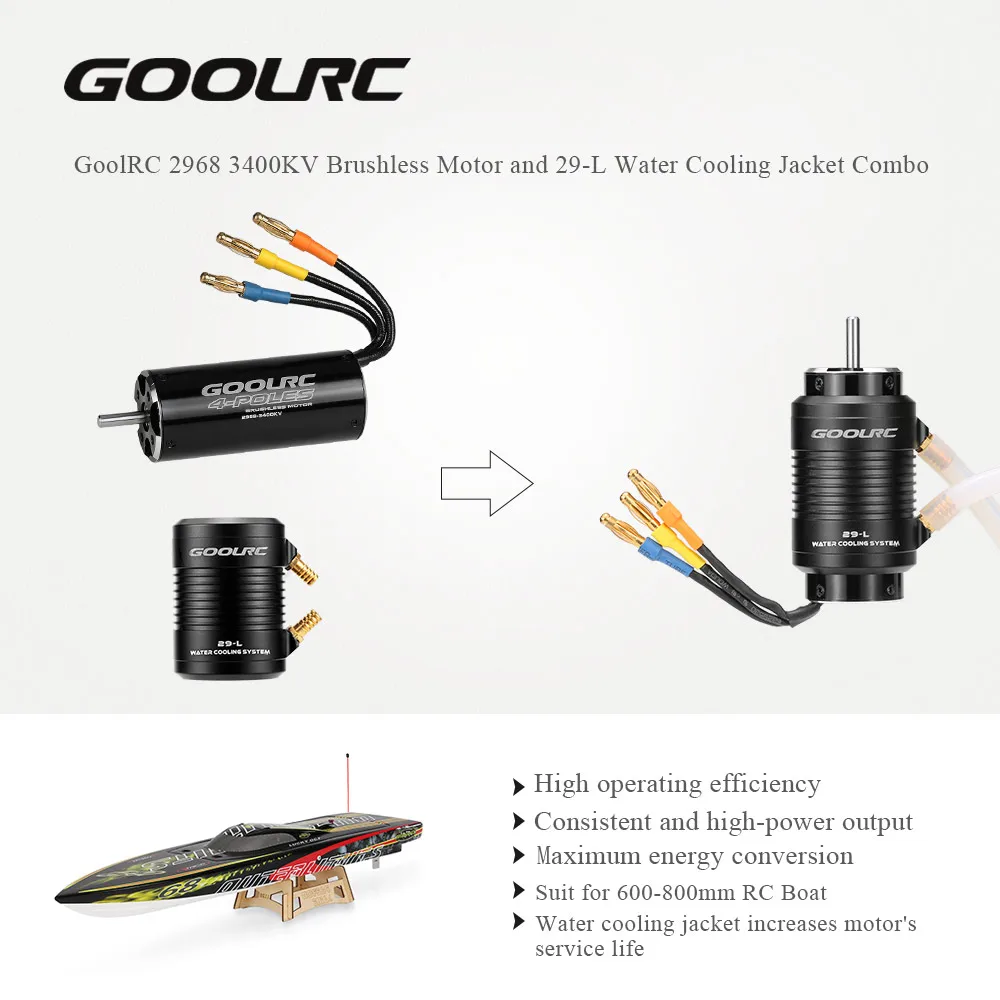 Оригинальный бесщеточный двигатель GoolRC 2968 3400KV и 29 литровая куртка для водяного