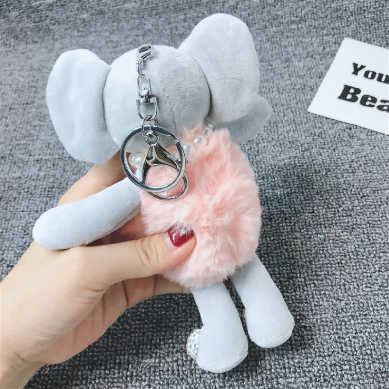Cartoon cute plush rhinestone elephant doll keychain pendant toys ladies car bag Christmas birthday gift | Игрушки и хобби