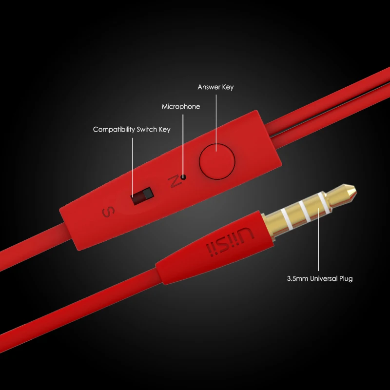 Новые наушники вкладыши с микрофоном UiiSii C100 портативные для iPhone /Xiaomi /Samsung MP3 плеер