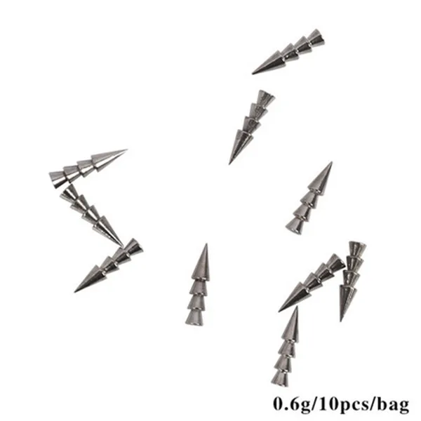 10pcs 0.6g TSURINOYA Вольфрамовая Стальная вставка свинца 0,6 г 0,9 г 1,3 г 1,8 г рыболовные Весы Neko Rig для мягкой рыболовной приманки тонкий гвоздь с конической шляпкой аксессуары - Цвет: 10pcs 0.6g