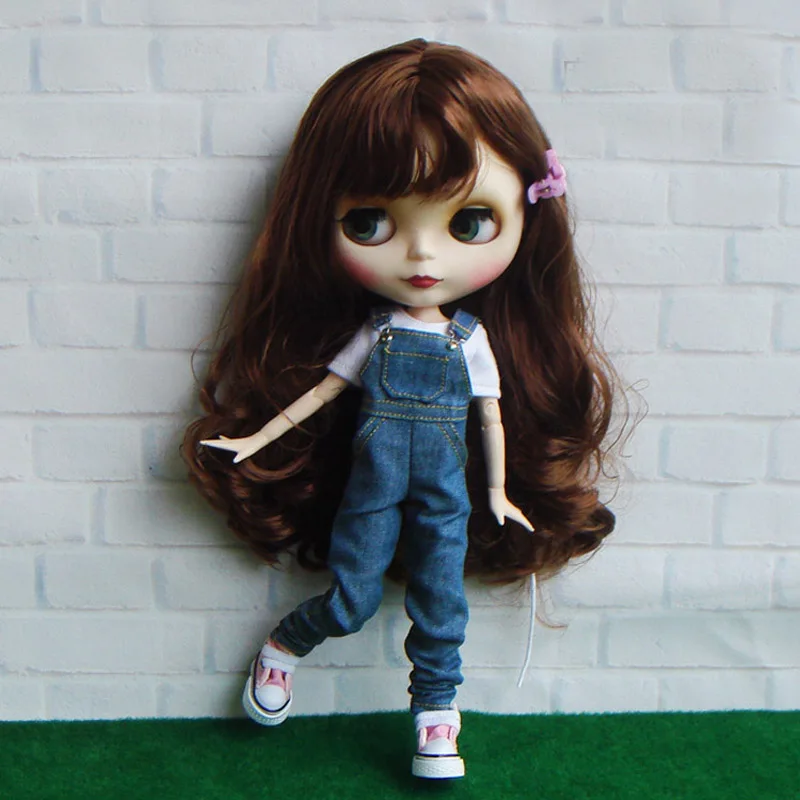 1 шт. модный джинсовый комбинезон с кукольным рисунком для девочки Blyth штаны