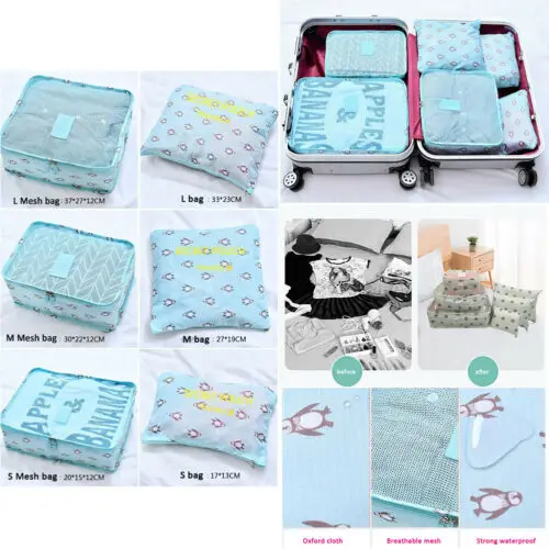 Packing Cube Travel Folding Bag Durable 6 Pieces Set Large Capacity Of Bags Unisex Clothing Sorting Handbags | Багаж и сумки