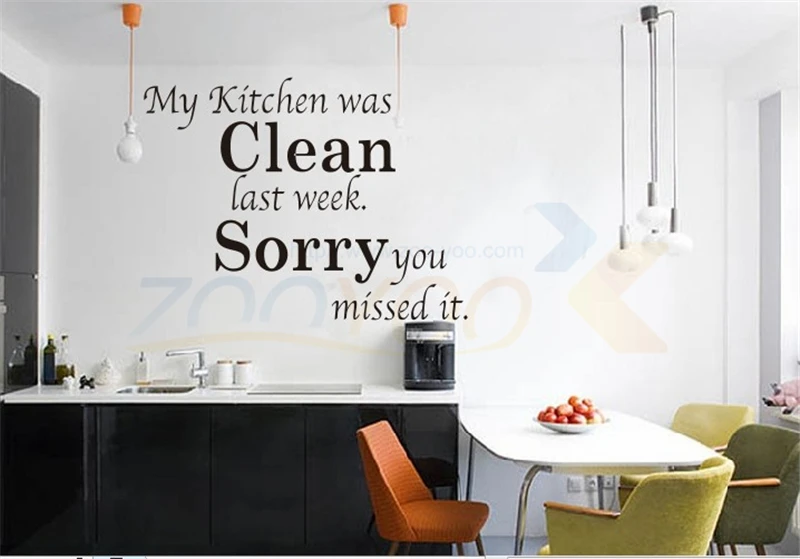 My Kitchen is Clean English Proverbs quotes Wall Stickers for kitchen diy pvc wall Decal art mural poster | Дом и сад