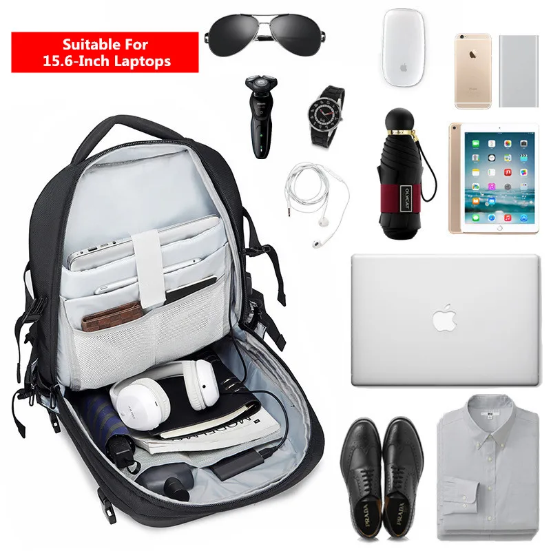 

OZUKO New Casual Waterproof Oxford Men Backpacks USB Charge College Laptop Bag pack Anti Theft Male Travel Rucksack