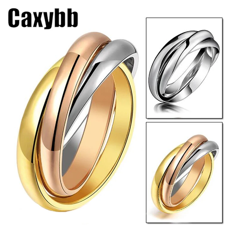 Gaxybb модные нержавеющий классика 3 Круги кольца Ювелирные наборы для женщин