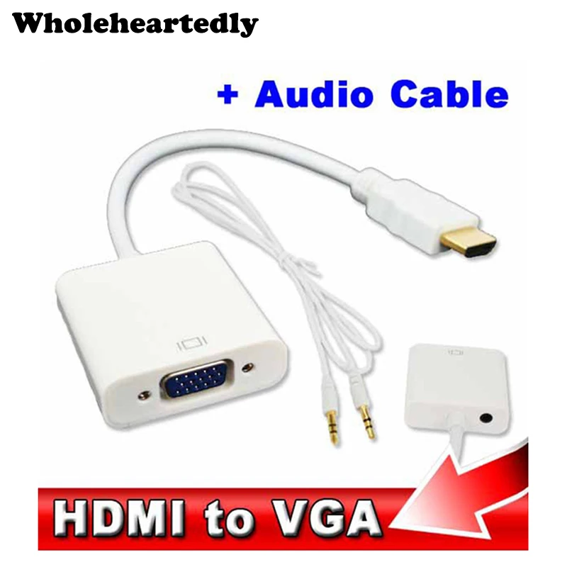 HDMI-Совместимость с VGA + аудио кабелем папа к женскому 1080p видео конвертер адаптер