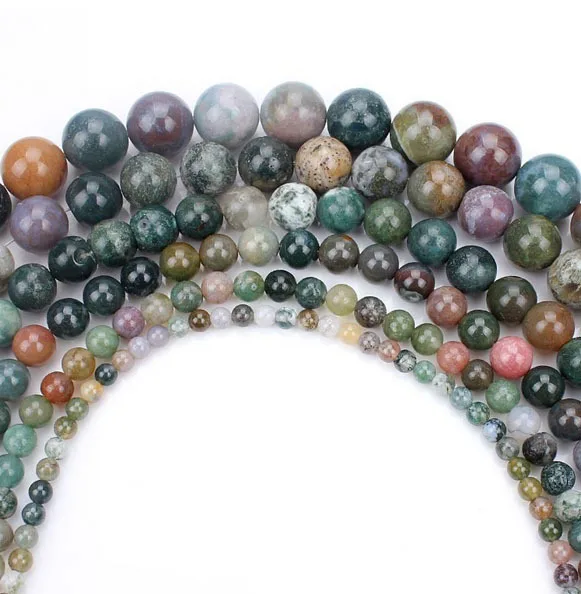 Смешанные индийские цветные круглые бусины из натурального камня для