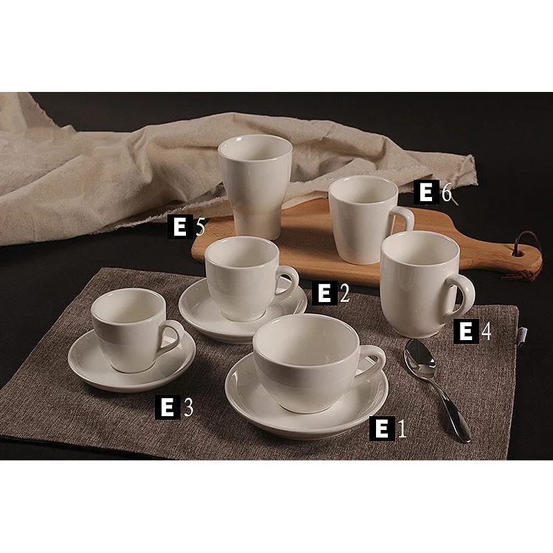 Высококачественные керамические белые кофейные кружки с рукояткой и подносом