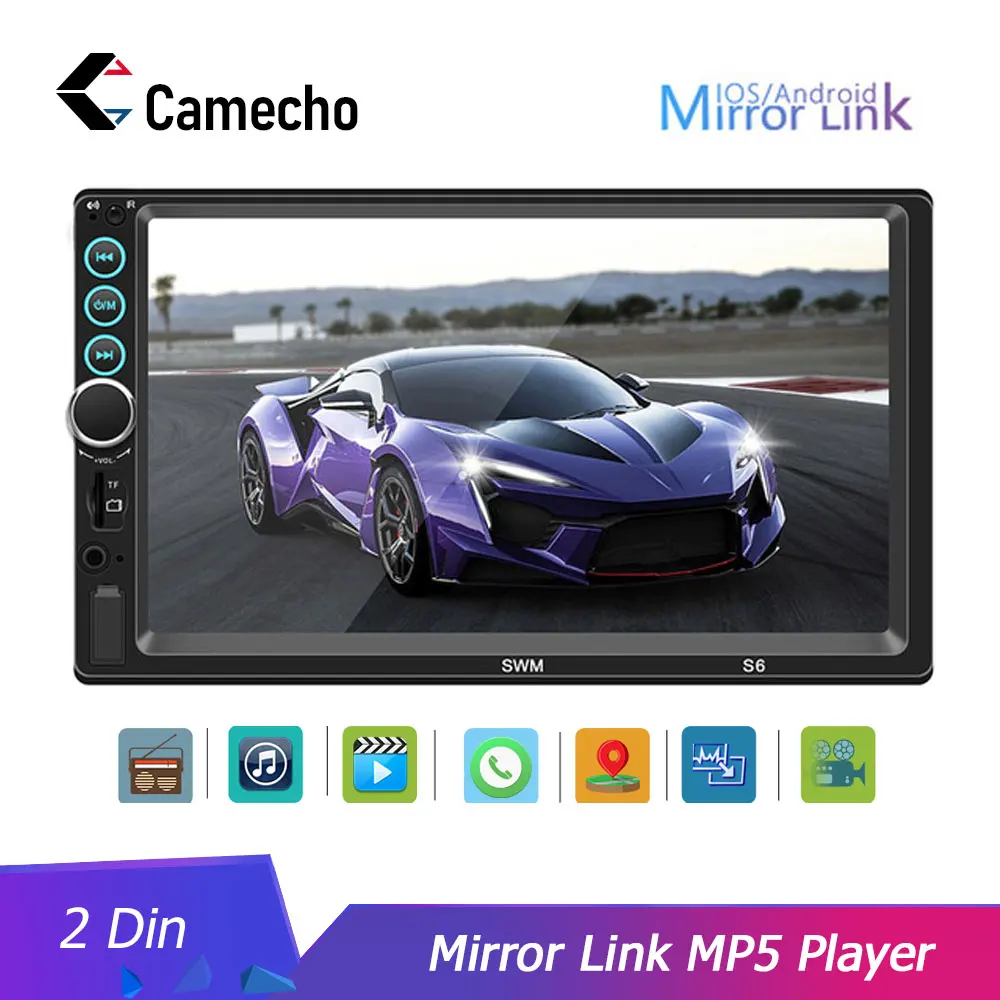 Camecho 2 Din 7 &quotавтомобильный мультимедийный плеер Авторадио Bluetooth автомобильный