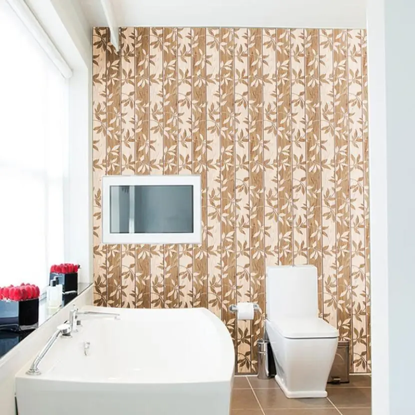 Винтажные обои с осенними листьями в деревенском стиле деревянные полосы