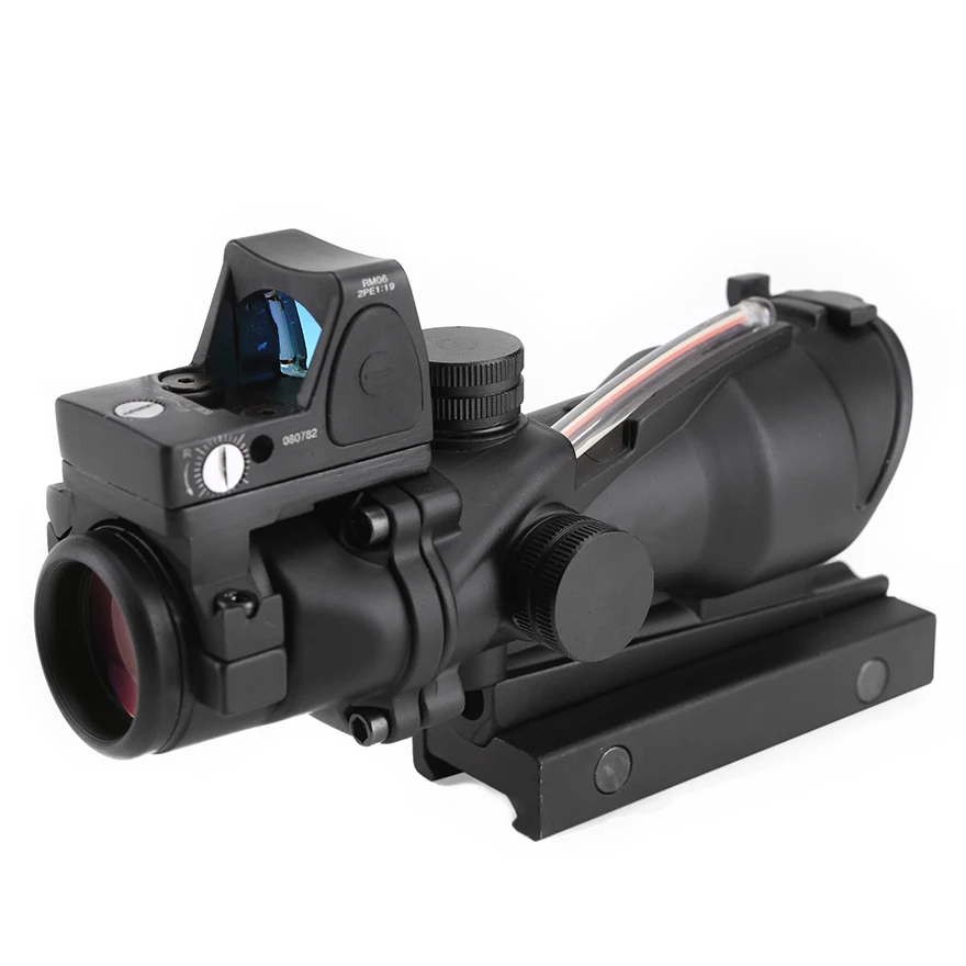Охотничий Прицел ACOG 4X32 оптический прицел из настоящего волокна с красной и