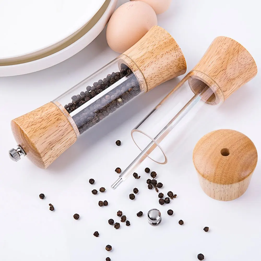 SHGO-Pepper Grinder дерево корпус прозрачное акриловое окно ручная мельница для перца с