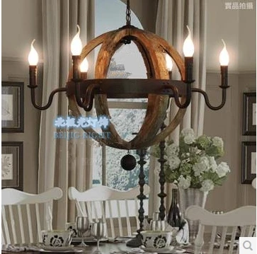 Nordic American country designer's creative personality retro antique wooden living room bedroom villa chandelier |