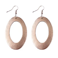 zwpon 2019 simple cutout oval gold leather earrings for women fashion spring print floral statement earrings wholesale