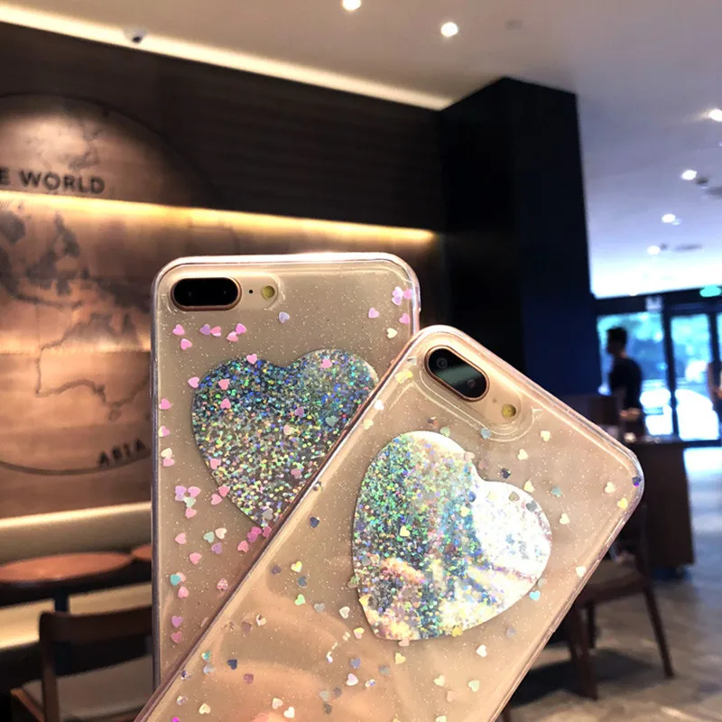 Luxury Shining Powder Sequins Phone Case For iphone XS Max XR 6 6s 7 8 Plus Cases Fashion Glitter Love Heart Covers Fundas Capa |