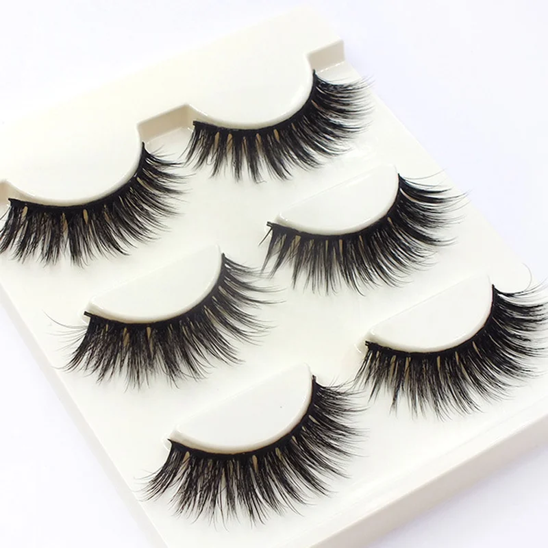 3 пары преувеличенных черных 3D накладных ресниц крест мягкая хлопковая нить