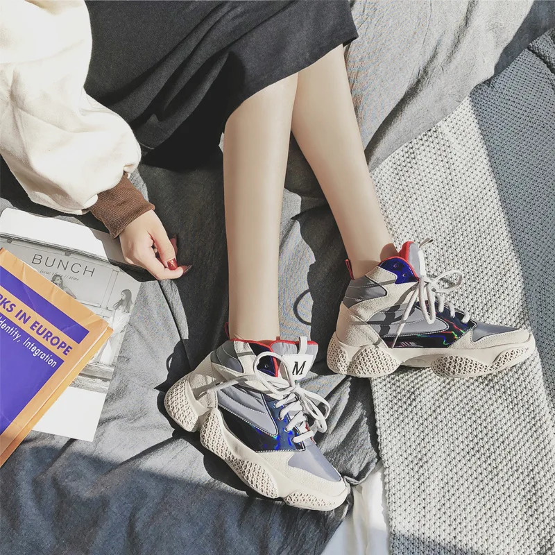 Zapatos de mujer Повседневная обувь Женские модные брендовые высокие кроссовки на