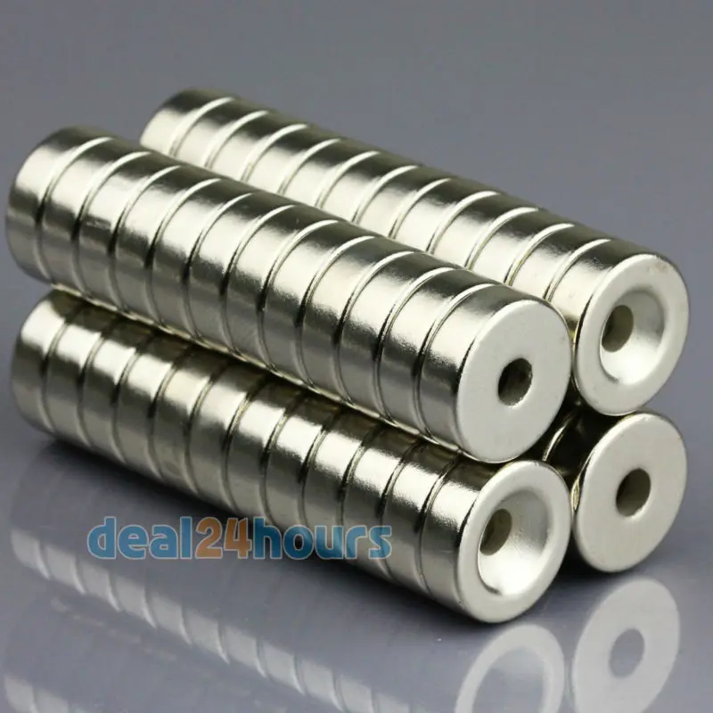 OMO Magnetics 100 шт. супер сильные Круглые неодимовые потайные кольцевые магниты 15 мм x 5