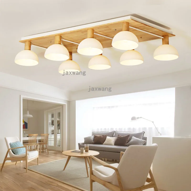 Скандинавские светодиодные деревянные потолочные светильники для гостиной лофт