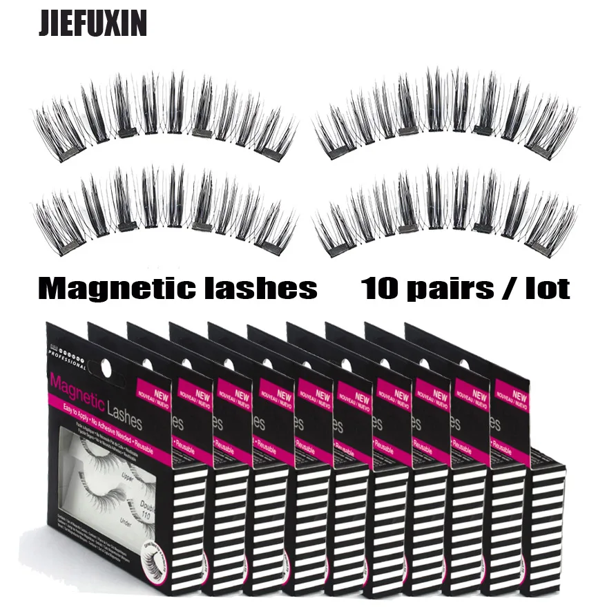 10 пар/лот Магнитная ресницы с 4 магниты, магнитные lashes natural накладные ресницы намагниченные ресницы с пинцет для накладных ресниц - Длина: KSO9-4(10Pairs)
