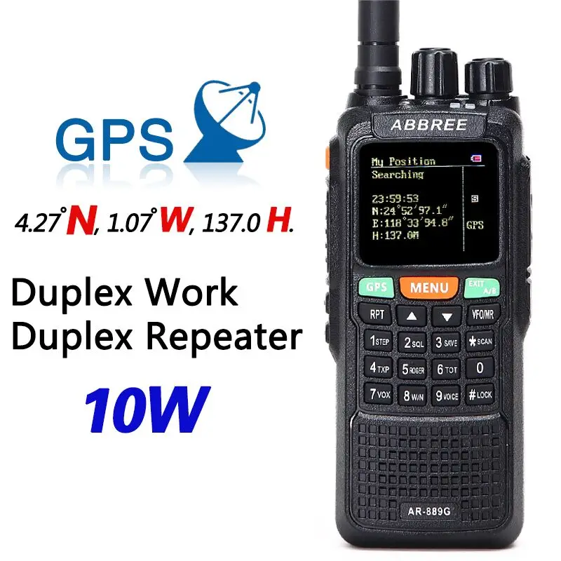 ABBREE AR 889G GPS 10 Вт рация SOS 999CH дуплексный Ретранслятор с ночной подсветкой