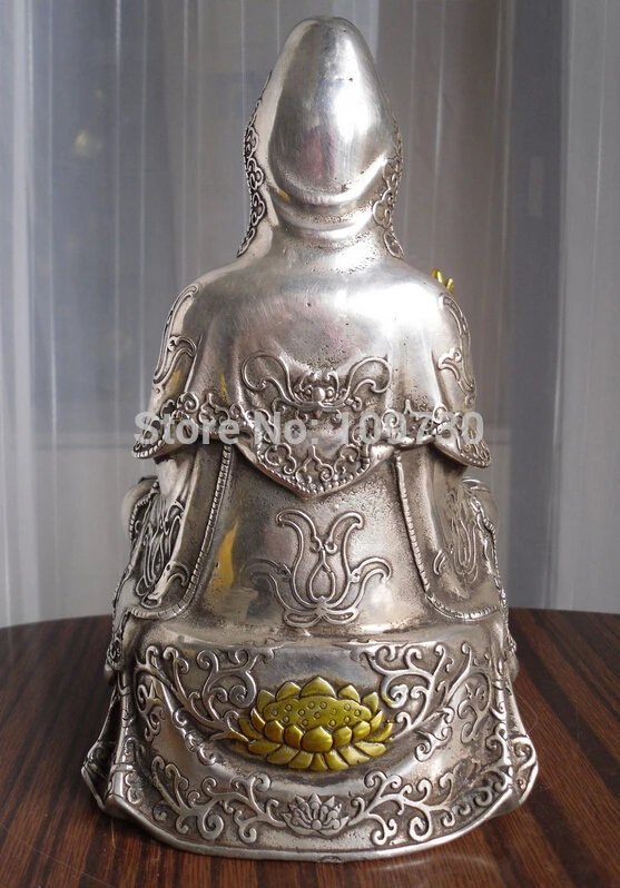 Статуя Будды Kwan Kuan Guan Yin высота 8 дюймов серебряная 001244 | Статуи и скульптуры
