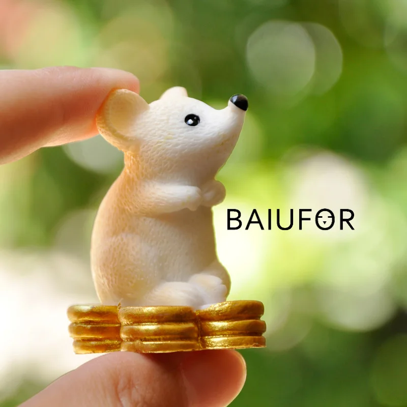 BAIUFOR животное миниатюрный счастливый крыса и золотой Фея Сад Микро пейзаж из мха