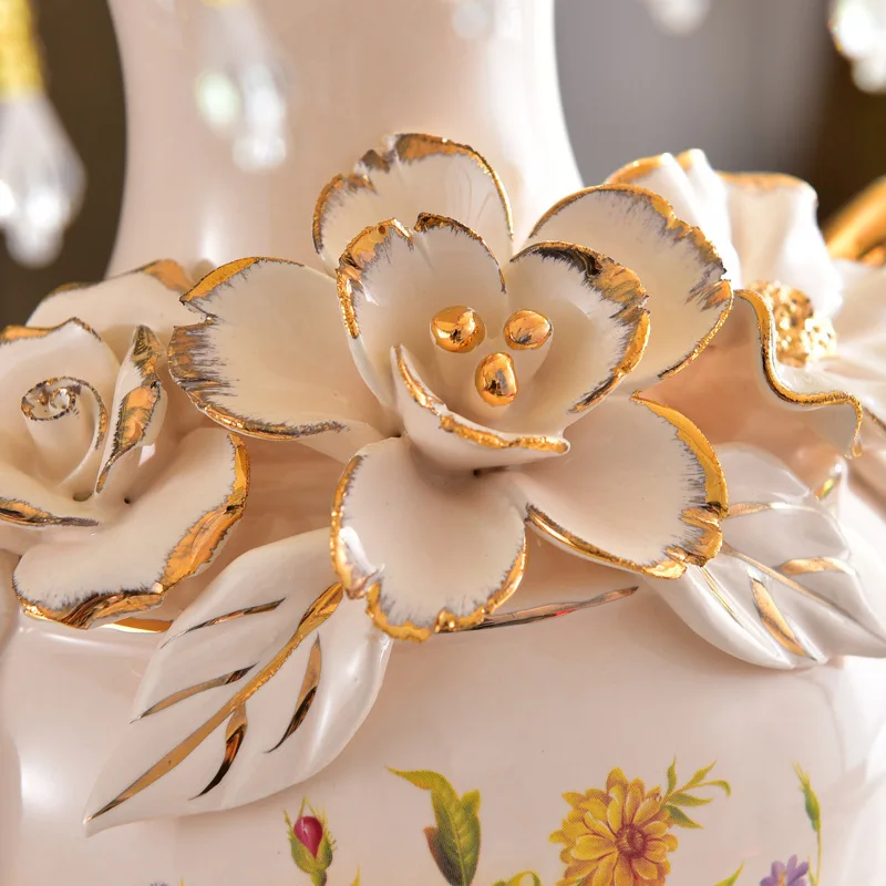 YOOK Европейский Стиль Золотая ваза Керамическая Настольная лампа Роскошная