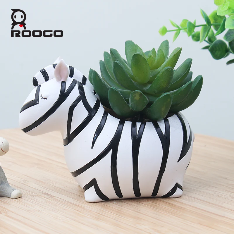 Roogo милый цветочный горшок с животными для суккулентов из смолы домашний садовый