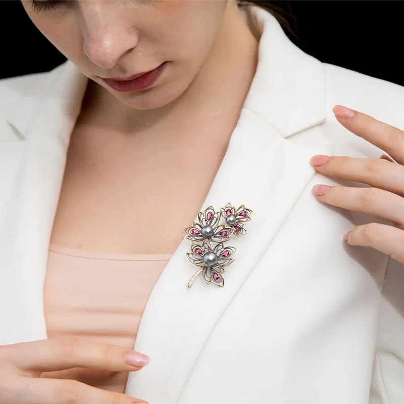 Женская Брошь в виде кленового листа FUNMOR двухцветная розовая брошь с имитацией