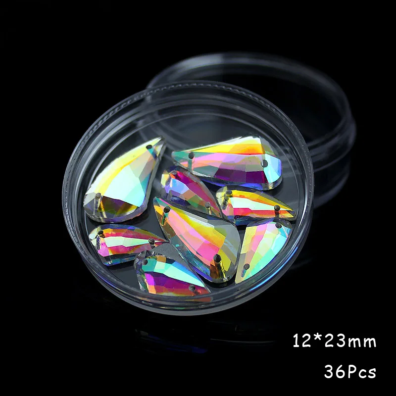 12x23mm AB 36Pcs Стразы большого размера 16 мм/22 мм Пришивные кристаллы AB особой формы свадебное платье аксессуары для одежды, стразы - Цвет: 12x23mm AB 36Pcs