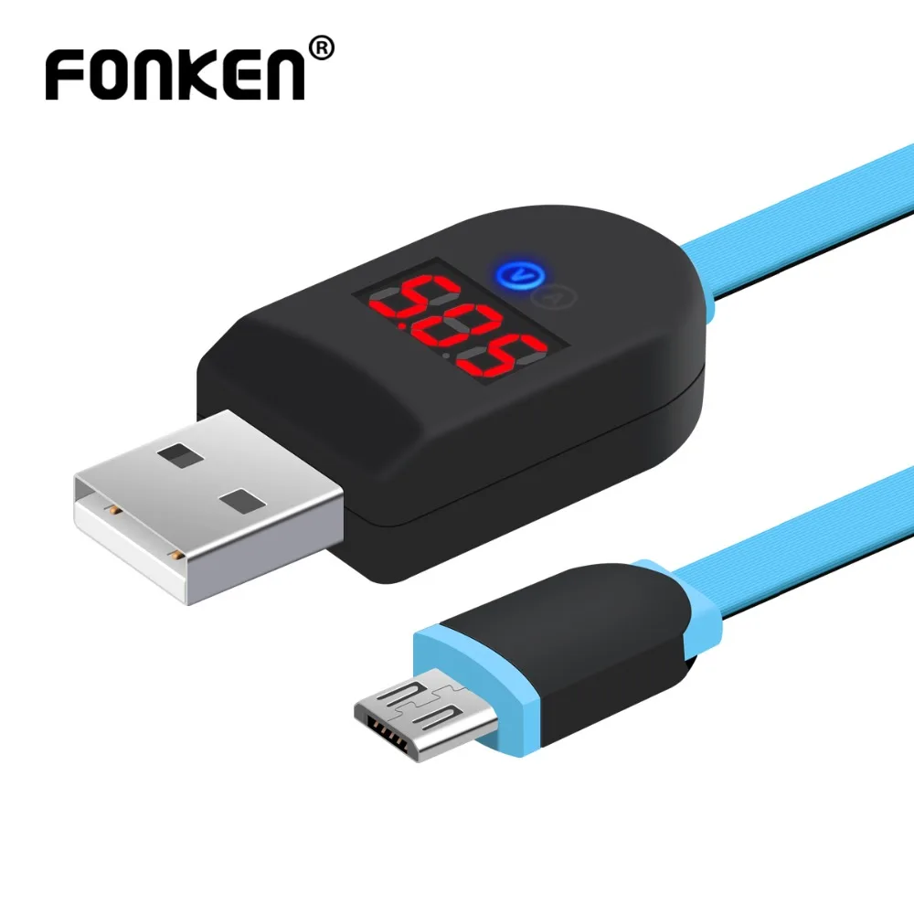 FONKEN Micro usb кабель светодиодный Напряжение Ток ток цифровой индикатор mini USB провода