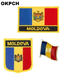 PT0130-3 Флаг Молдовы патч знак, 3 элемента в комплекте, патчи для Костюмы для художественного оформления ногтей, ручная работа PT0130-3 - Окраска металла: PT0130-3