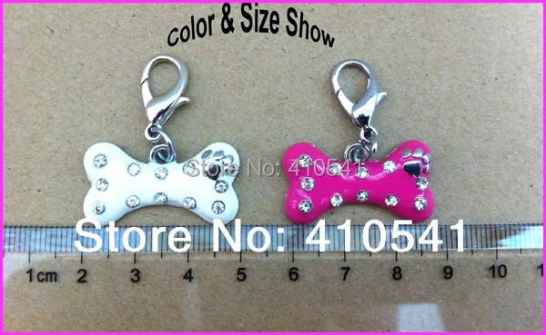 

Hot Selling Pet Product Mix Colors30*16MM 300Pcs/lot Zinc Alloy Rhinestone Dog Bone Pet Id Tags Puppy Dog Cat Tags Free Shipping