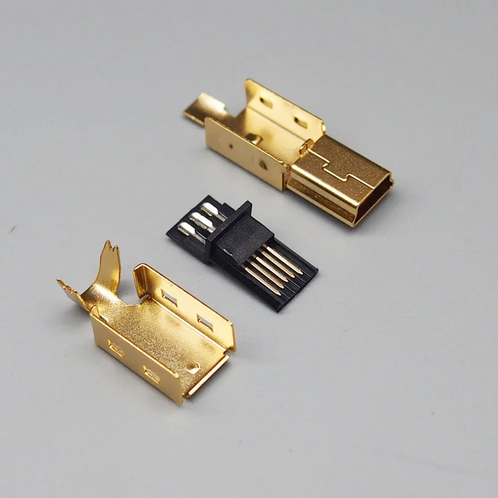 Бесплатная доставка 10 комплектов золотое покрытие DIY склеивающий провод 5p мини USB