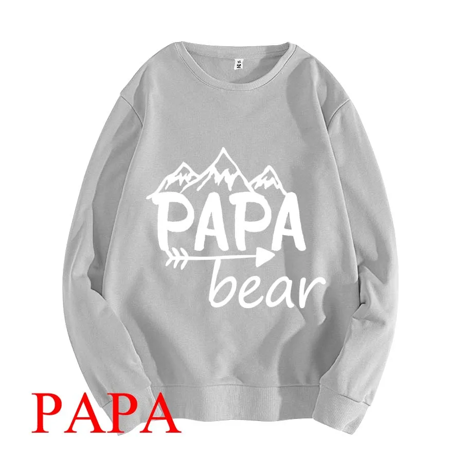Papa-Grey Комплект одинаковых толстовок с медведем для папы, мамы, малыша, подросткового папы, мамы, персонализированных пуловеров - Цвет: Papa-Grey