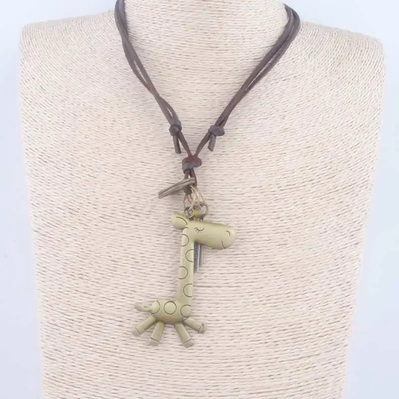 Винтажное ожерелье в античном стиле с изображением собаки и жирафа длинное