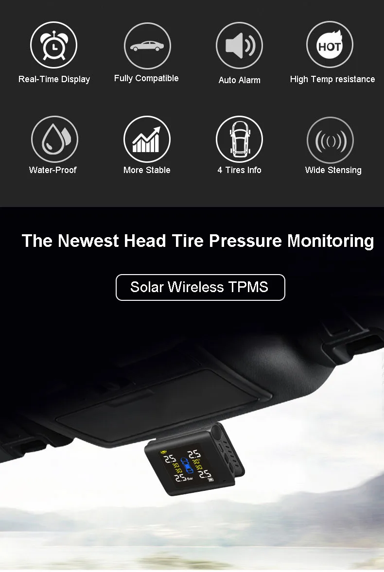 Беспроводная система контроля давления в шинах автомобиля TPMS сигнализация для