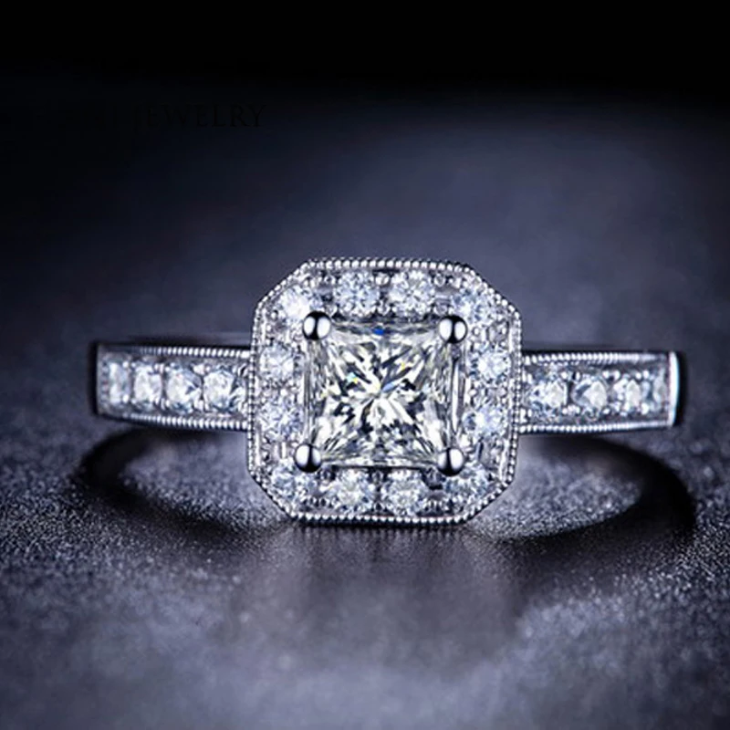 ANI 18K Белое Золото (AU750) Женское Обручальное кольцо 0 59 CT сертифицировано I/SI1