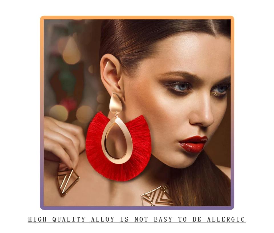 BFH Bohemian Big Drop Earrings for Women Lady Female Fringe Handmade Brincos Large Fashion Woman Tassel Earring Jewelry