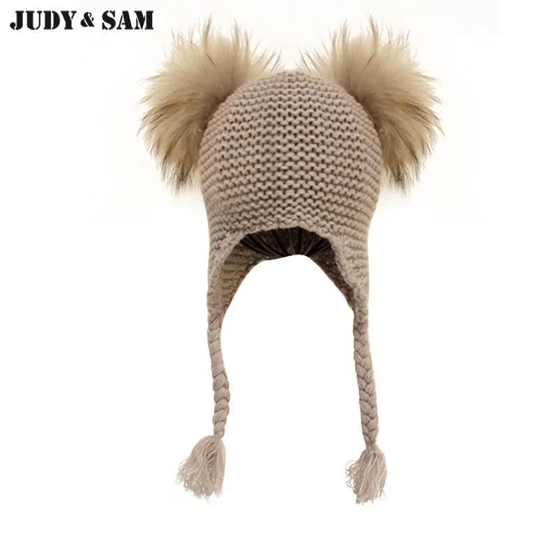 Телая вязанная детская шапка с меховыми помпонами.12 цветов.|fur pompom hat|pompom hatbeanie hat |
