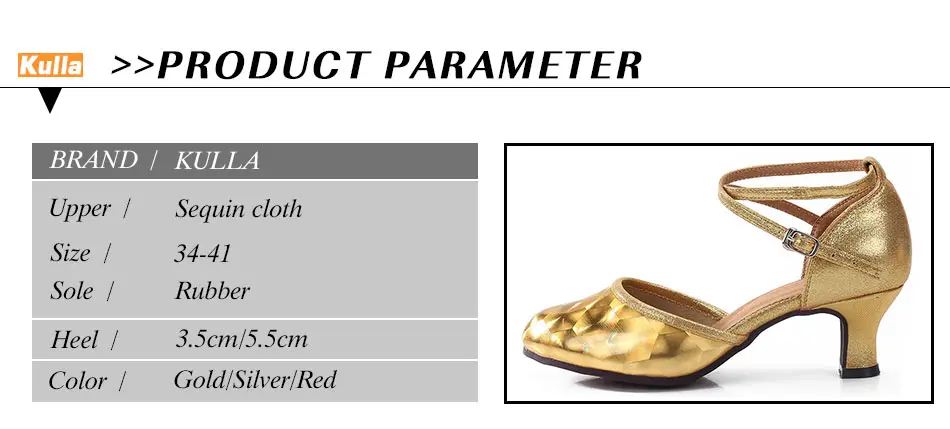 New Style Women Ladies Latin Tango Shoes For Dancing Closed Toe Red/Gold Ballroom Salsa Dance Shoes Wholesale Heels 3.5cm/5.5cm