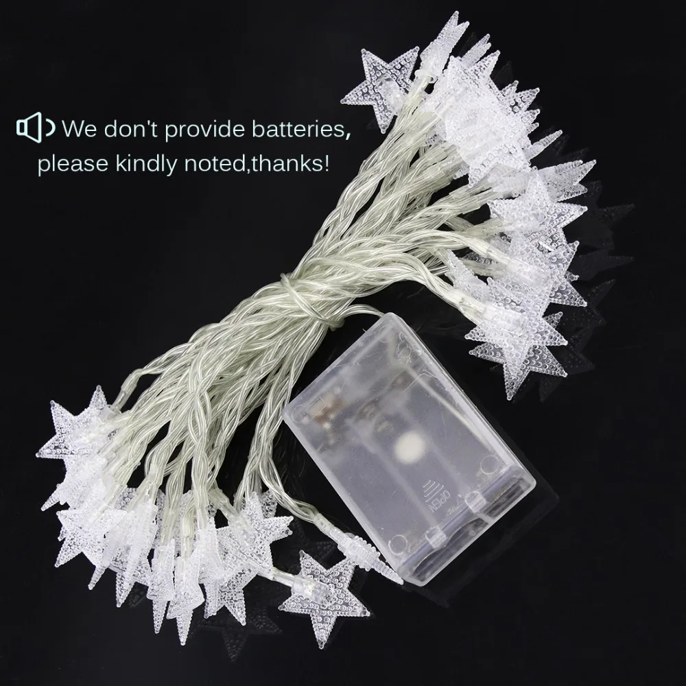 

LED Garlands Lights Shining Stars Light String 6M 40 LEDs Princess Room Holiday Party Christmas Ramadan Decoration Battery JQ
