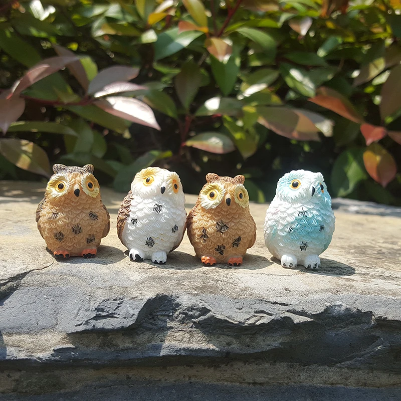 Буф 4 шт./компл. маленькая Сова животных статуэтки микро пейзаж статуетка с узором