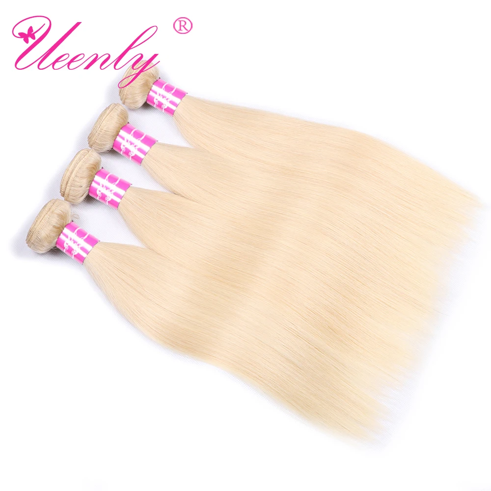 Ueyly 613 пучки переплетения с фронтальным Remy волосы бразильские прямые 3 пучка 4x13