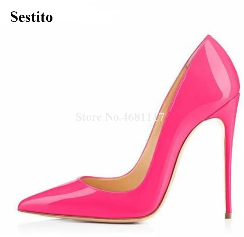 

Women Designer High Heeled Pumps Fashion Pointed Toe Patent Leather Stiletto Heel Red Yellow White High Heels Formal Dress Shoes