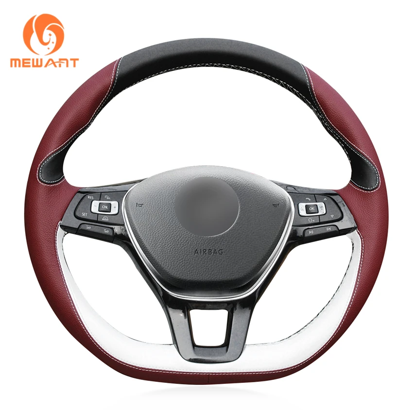 Чехол MEWANT из натуральной кожи для руля Volkswagen VW Golf 7 (VII) Polo Arteon Caddy Jetta Passat Alltrack